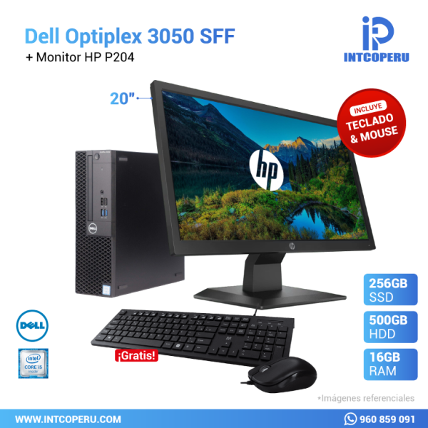 Combo PC - Dell Optiplex 3050 Microempresarial - Intel Core i5 6ta Gen - RAM 16GB - HDD 500GB Mecánico + Monitor HP 19.5" P204