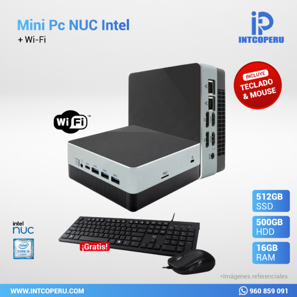 Mini PC NUC - Intel Core i5 11va Gen - RAM 16GB - SSD 512GB M.2 - HDD 500GB Mecánico - WiFi - Imagen 3